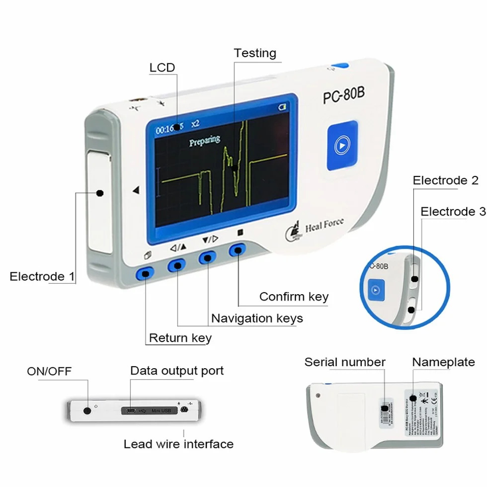 Healforce PC-80B Herz EKG-Monitor Datenrekorder mit Software