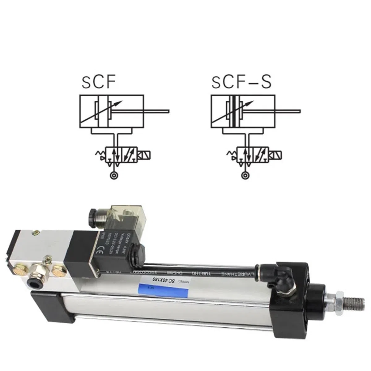 Pneumatisches SCF32 ​​40 50 63 80 100 Standard-Magnetventil, integrierter Zylinderhub, 450 mm Luftzylinder-Set ohne Magnet (Color : Stroke 450mm, Size : SCF80 (Bore 80mm))
