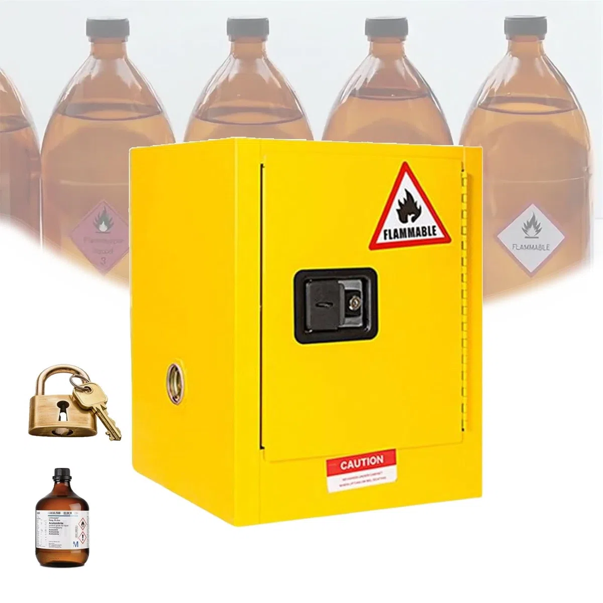 Chemikalien-Sicherheitsschrank für brennbare Flüssigkeiten, feuerbeständige Gefahrenlagerung mit verstellbaren Ablagen für industriellen Laborgebrauch