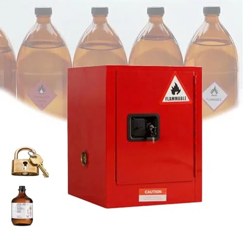 Gefahrstoffschrank für brennbare Flüssigkeiten und Chemikalien, feuerfest, verstellbare Einlegeböden, für Industrie und Labor