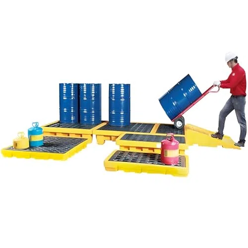 45-Liter-Auffangwanne für Fässer, robuste Öltank-Auffangwanne, modulare Auffangplattform mit Auslaufschutz, 72 x 72 x 16 cm, ideal für Garage und Industrie