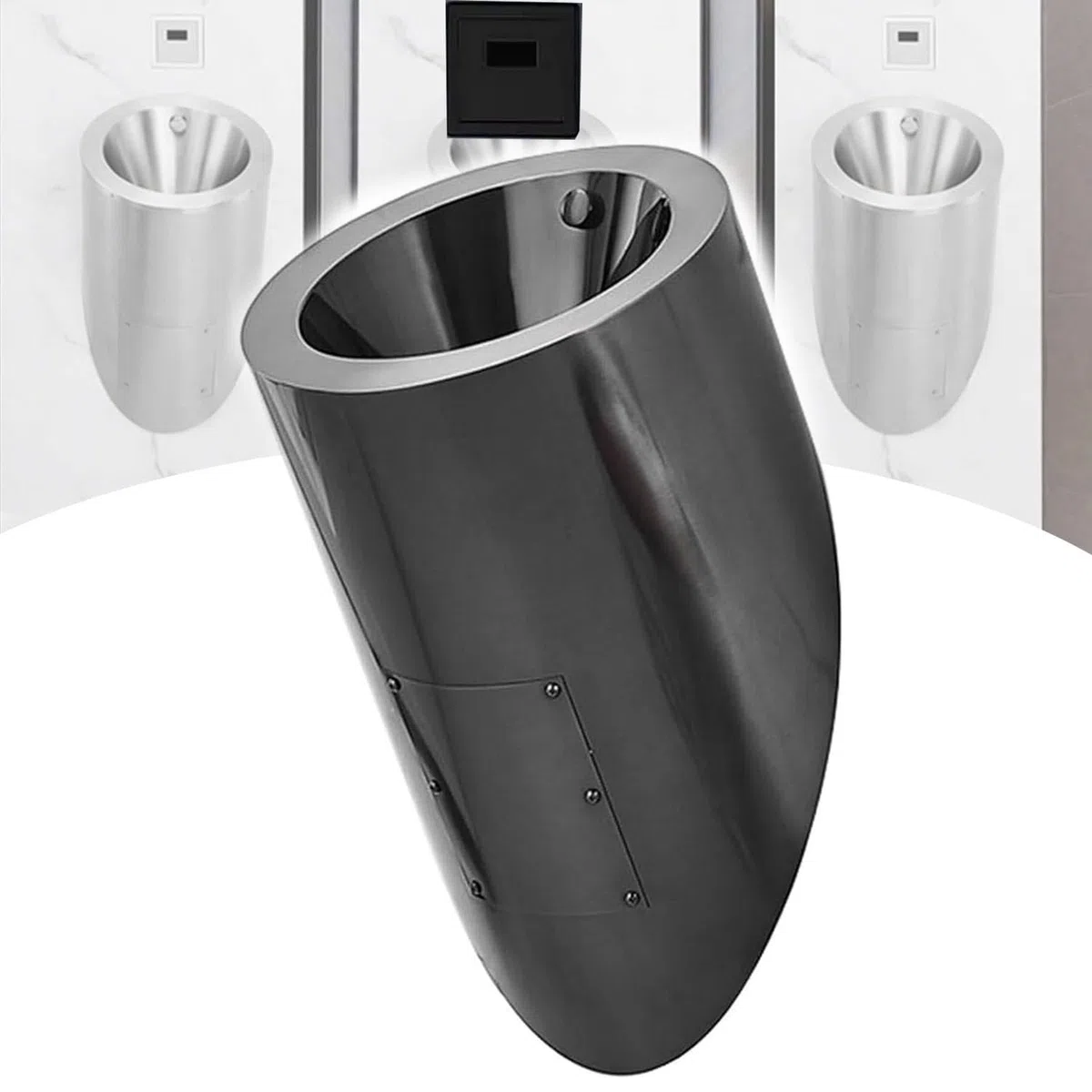 Urinalbecken, Automatisches Spülurinal, Vertikalurinal, Urinal Aus Edelstahl 304, Wandurinal, Urinale Für Männer, Intelligente Sensorgesteuerte Öffentliche Toil(Schwarze Urinalanlage Mit Sensor)