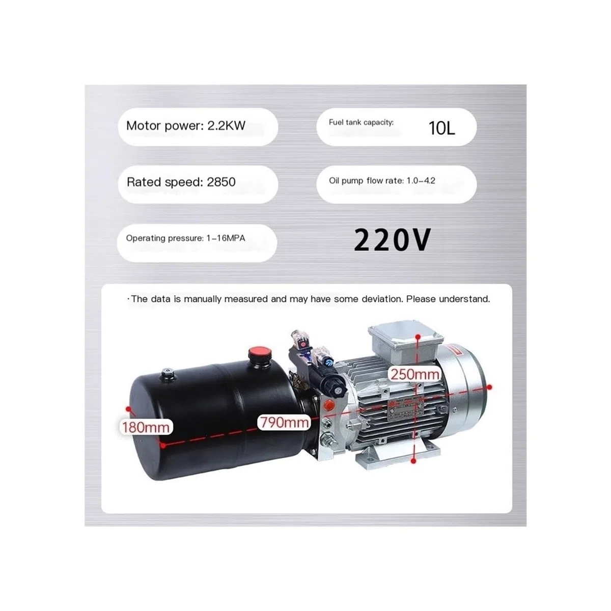 Hydraulikaggregat Leistungsmaschinenmotor Elektromagnetischer elektrischer Gabelstapler Ladebordwand-Hebehydraulikpumpenstation 220 V(2.2KW -EM-10L)